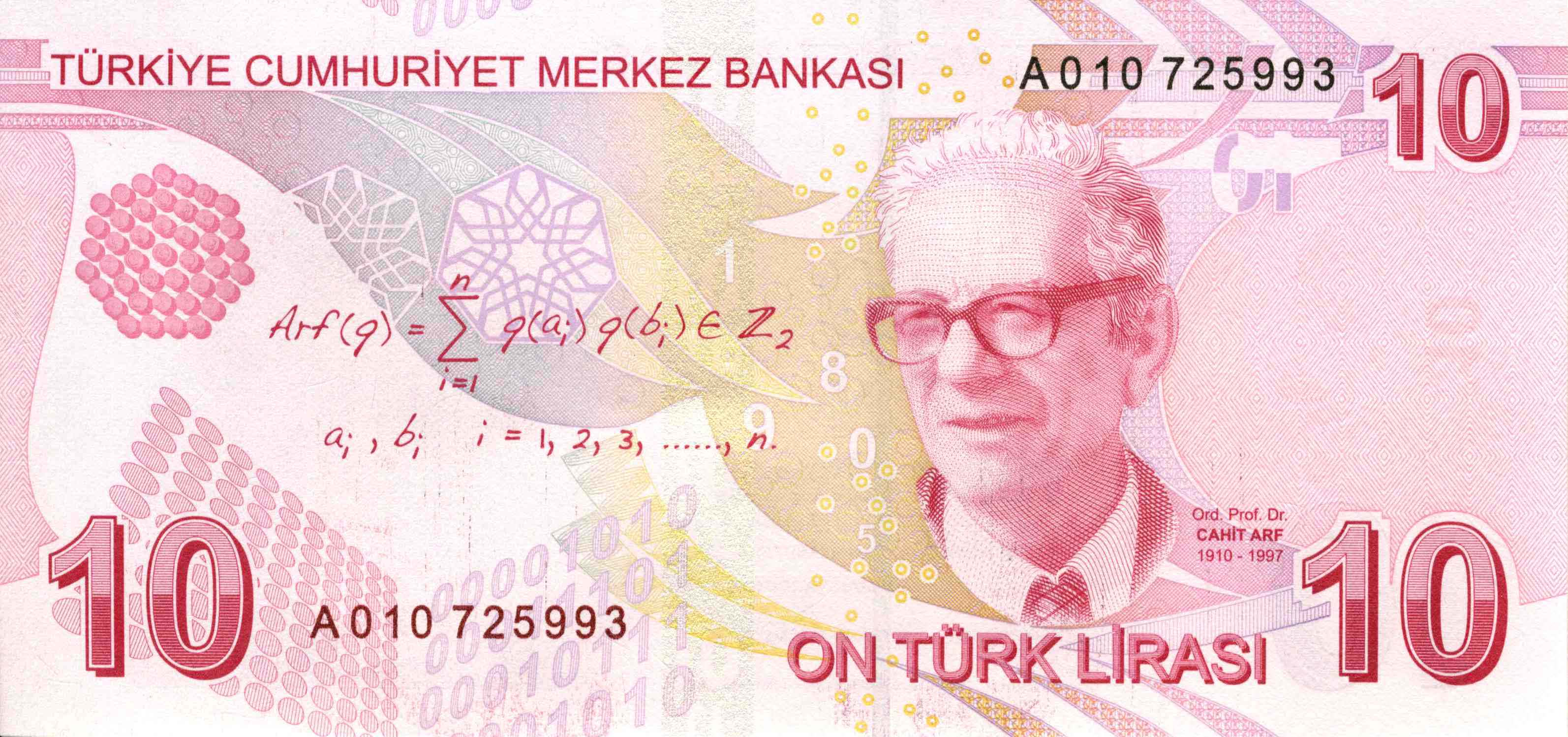 トルコリラturkish 10 lira note cahit arf