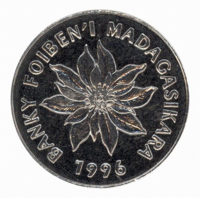 マダガスカルアリアリFront: 5 Malagasy Franc Coin: (1 Ariary)