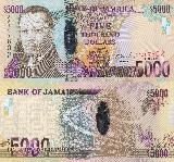 ジャマイカドルJamaican 5000 Dollar Bill